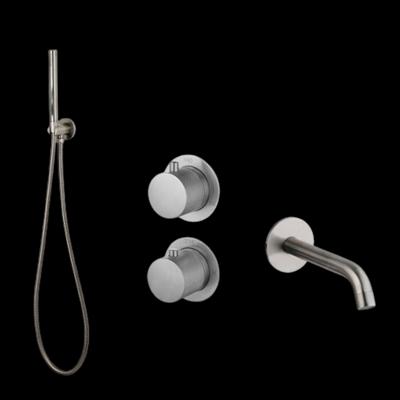 Badset Inbouw Sanilux Hops Met Box Thermostaat Muurbevestiging Met Geribbeld Knop Gunmetal Sanilux