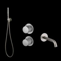 Badset Inbouw Sanilux Hops Met Box Thermostaat Muurbevestiging Met Geribbeld Knop Gunmetal Sanilux