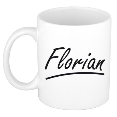 Florian Naam koffiemok - beker - met sierlijke letters - wit - 300 ml - Cadeau - Heren Florian Naam koffiemok - beker - met sierlijke letters - wit - 300 ml - Cadeau - Heren