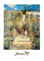 Kunstdruk Claude Monet - The Monet&apos;s Garden at Vétheuil 50x70cm