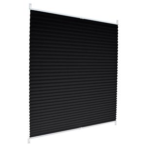 Geplooide blinde Klemmfix zonder boren, 50x100 cm, zwart