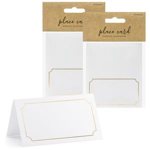 Naamkaartjes/plaatskaartjes Lijstje - Bruiloft - wit/goud - 20x stuks - 10 x 6 cm