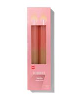 HEMA Huishoudkaarsen Met Ribbels Ø3.5x25 Naturel/roze - 2 Stuks (roze)