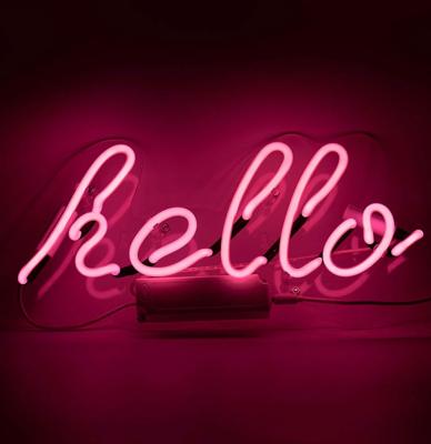 Glas Neon Licht - &apos;hello&apos; Wandbord Roze