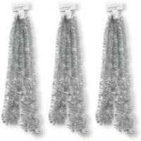 3x Kerst lametta guirlandes zilver 270cm kerstboom versiering/decoratie   - - thumbnail