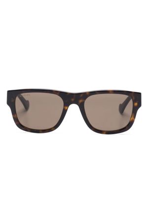 Gucci Eyewear lunettes de soleil à effet écailles de tortue - Marron