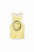 Geribd slim fit T-shirt met Smiley® - YELLOW - XL
