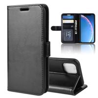 R64 textuur enkele vouwen horizontale Flip lederen case voor de iPhone XIR 2019 met houder & card slots & portemonnee (zwart)