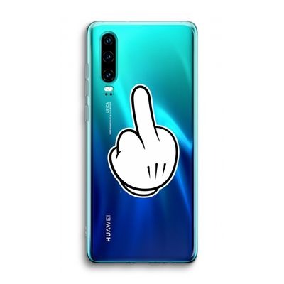 Middle finger white: Huawei P30 Transparant Hoesje