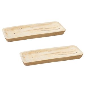 Set van 2x stuks rechthoekig kaarsenbord/kaarsenplateau hout 40 x 3 x 17 cm