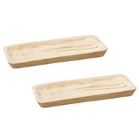 Set van 2x stuks rechthoekig kaarsenbord/kaarsenplateau hout 40 x 3 x 17 cm