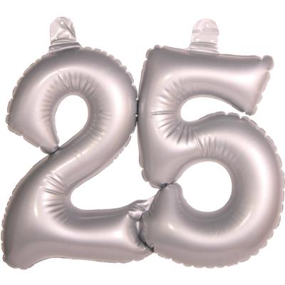 Opblaasbare 25 - zilver - 45 x 35 cm - 25 jaar jubileum/verjaardag -cijfer vorm versiering