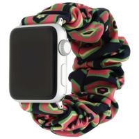 Apple Watch Nylon Scrunchie Band - Donkerblauw Met Roze En Groen - 44, 45, 46 & 49mm Apple Watch Nylon Scrunchie Band - Donkerblauw Met Roze En Groen - 44, 45, 46 & 49mm