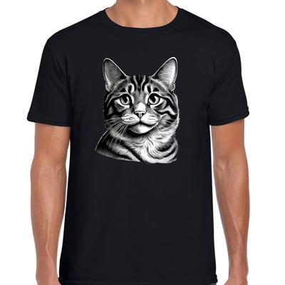 Cadeau/verkleed T-shirt heren - zwart - American Curl kat/poes - kattenliefhebber