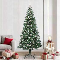 VidaXL Kunstmatig voorverlicht kerstboom groen 240 cm pvc en metaal
