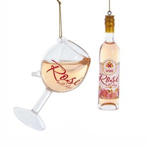 Rose Wine Bottle/Glass 4-4.5 Inch - Kurt S. Adler