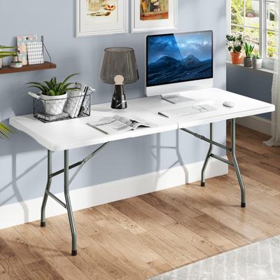 Tuin Tafel 180 x 74 cm Campingtafel Opvouwbaar Opvouwbare tafel met HDPE Tafelblad & Draaghandvat Wit