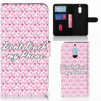 Nokia 6 Portemonnee Hoesje Flowers Pink DTMP - thumbnail