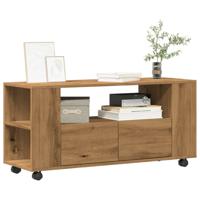 Tv-meubel met wielen 102x34,5x43 cm hout artisanaal eiken