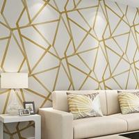 Moderne minimalistische geometrische patroon non-woven behang slaapkamer woonkamer wallpaper (gouden)
