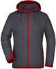 James & Nicholson JN570 Ladies´ Hooded Fleece - Carbon/Red - S - thumbnail