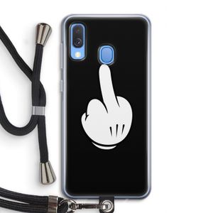 Middle finger black: Samsung Galaxy A40 Transparant Hoesje met koord