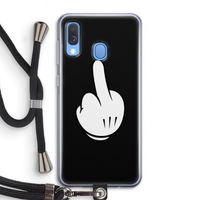 Middle finger black: Samsung Galaxy A40 Transparant Hoesje met koord