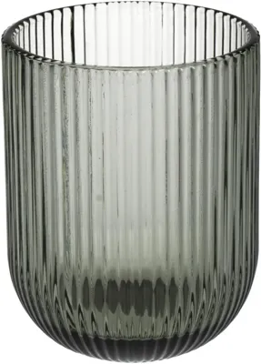Kersten theelichthouder glas stripe 7.5x9.5cm grijs