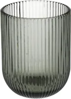 Kersten theelichthouder glas stripe 7.5x9.5cm grijs