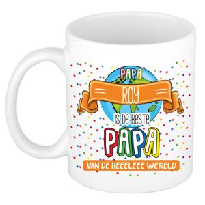 Naam mok papa Roy - wit - de beste - keramiek - 300 ml - Vaderdag/verjaardag