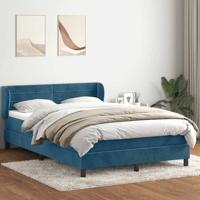 Boxspring met matras fluweel donkerblauw 160x210 cm