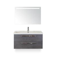 Seville Badmeubelset 100 cm - Beton Antraciet - Wastafel Djazz 1 kraangat - met Sence Spiegel
