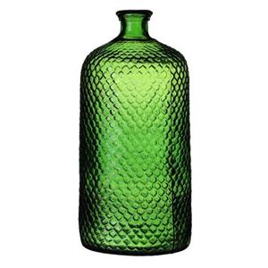 Natural Living Vaas Scubs Bottle - groen geschubt glas - D18xH42cm