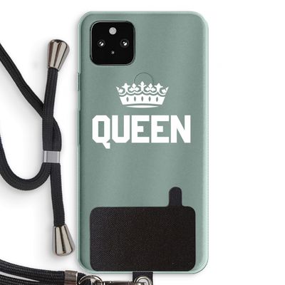 Queen zwart: Pixel 5a 5G Transparant Hoesje met koord