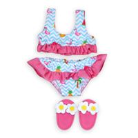 Heless Poppen Bikini met Slippers Flamingo, 35-45 cm