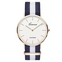 2 stuks eenvoudige ultra-dunne grote Dial twee-pins kleur bijpassende nylon canvas riem quartz horloge (Silver2)