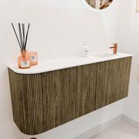 Toiletmeubel Mondiaz Joya | 101.6 cm | Meubelkleur Dusk | Faye wastafel Talc Rechts | 1 kraangat