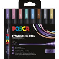 Uni POSCA paintmarker PC-5M, 1,8 - 2,5 mm, etui van 8 stuks in metallic kleuren