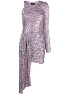 Elisabetta Franchi robe asymétrique brodée de sequins - Violet