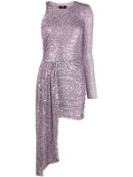 Elisabetta Franchi robe asymétrique brodée de sequins - Violet