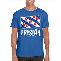 Blauw t-shirt Fryslan / Friesland vlag heren - thumbnail