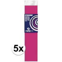 5x Hobby crepe papier neon fuchsia 250 x 50 cm   - - thumbnail