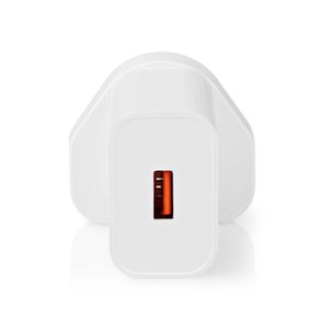 Nedis Oplader | 18 W | Snellaad functie | 3.0 A | Outputs: 1 | USB-A | Automatische Voltage Selectie - WCQC302AWTUK