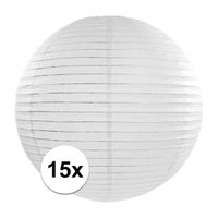 15x Witte luxe lampionnen rond 35 cm   -