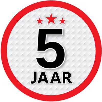 5 jaar leeftijd sticker - rond - Dia 15 cm - 5 jaar verjaardag - jubileum - leeftijd versiering