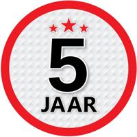 5 jaar leeftijd sticker - rond - Dia 15 cm - 5 jaar verjaardag - jubileum - leeftijd versiering