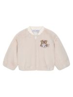 Dolce & Gabbana Kids veste en fourrure artificielle à patch logo - Tons neutres - thumbnail