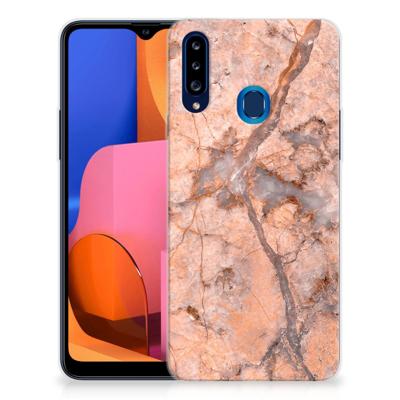 Samsung Galaxy A20s | TPU | Siliconen hoesje | Marmer Oranje
