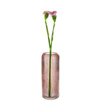 Bloemenvaas ribbel - oudroze - transparant glas - D10 x H25 cm