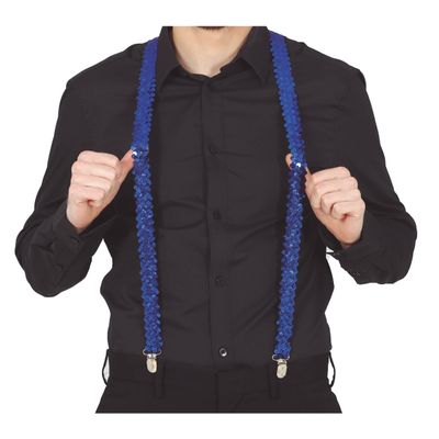 Carnaval verkleed bretels - pailletten blauw - volwassenen/heren/dames